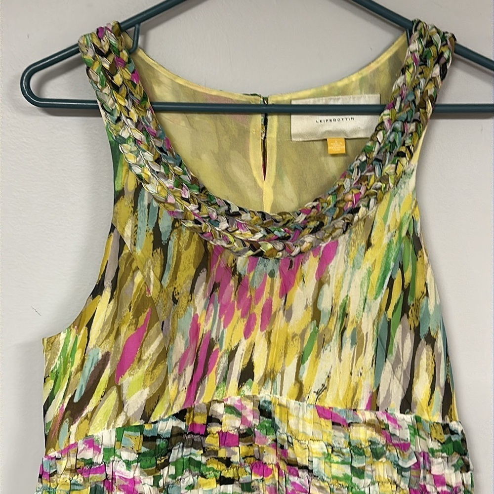 LEIFSDOTTIR sleeveless silk dress, flowery ruffles, Lined, watercolor look, 2 - Picture 4 of 13